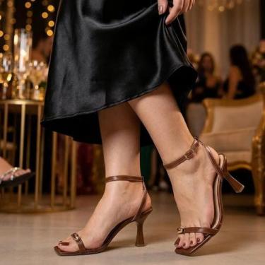 Imagem de Sandália Feminina Salto Médio Fino Festa Bico Quadrado - LAZZLU, Caram