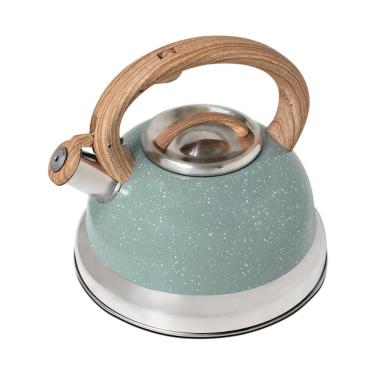Imagem de Chaleira com Apito Roma 2,7L para Bebidas Quentes em Aço Inoxidável com Alça Ergonômica Verde Brinox