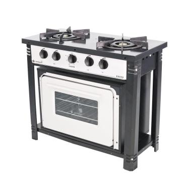Imagem de Fogão Industrial com Forno a Gás Bravo BR2BF 2 Bocas Duplas Branco Metalúrgica Venâncio