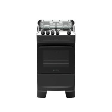 Imagem de Fogão de Piso 4 Bocas Atlas Mônaco Top Mesa Inox Acendimento Automático Preto Bivolt
