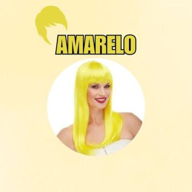 Imagem de Peruca Longa C/ Franja Fantasia Enfeite Decoraçao - Crgfestas, Amarelo