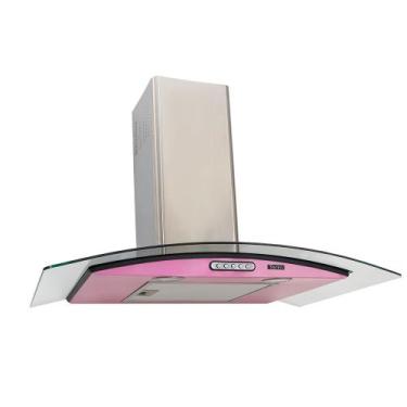 Imagem de Coifa Terim Parede Vidro Curvo Rosa Inox 70 Cm Duto Slim, Rosa, 220V