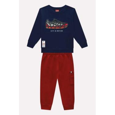 Imagem de Conjunto Menino em Moletom Felpado com Detalhe de recorte Kyly, Azul m