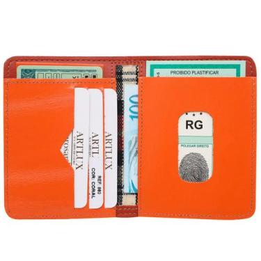 Imagem de Carteira De Couro Legítimo Fina Para RG CNH Cartão Com Forro - Artlux,