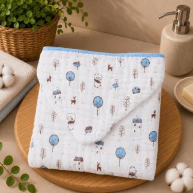 Imagem de Toalha de Banho Infantil com Capuz Soft 100 Algodão Tecido Fralda Dupl