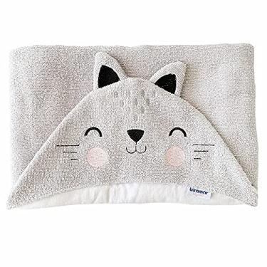 Imagem de Biramar Baby Toalha De Banho Kids Felpuda Com Capuz Bordado Woodland Gatinho Cinza