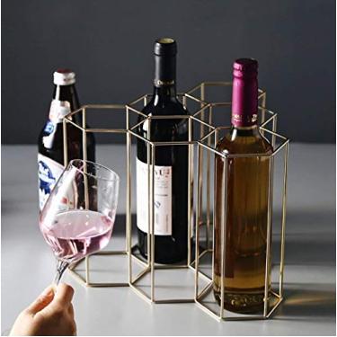 Imagem de Pkfinrd Rack de vinho para decoração de vinhos, rack de exibição de vinho para decoração de casa, suporte de garrafa de vinho criativo, tamanho: 28 x 10 x 27 cm