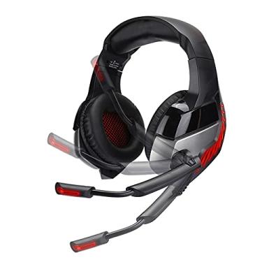Imagem de Fone de ouvido com cabeça, fone de ouvido para jogos, jogos para PS4(Vermelho preto)