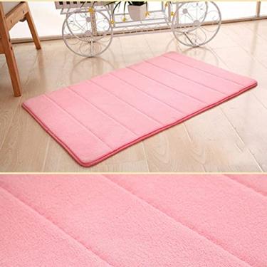 Imagem de Tapete de banheiro macio de espuma viscoelástica, antiderrapante, absorvente, tapete de borracha para piso de cozinha, banheiro, rosa, 60 x 90 cm