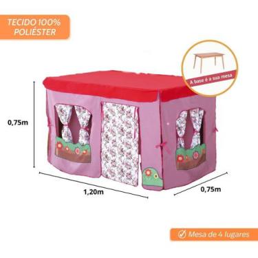 Imagem de Barraca Infantil Casinha De Brinquedo Com 4 Lugares Cabana Menina Rosa