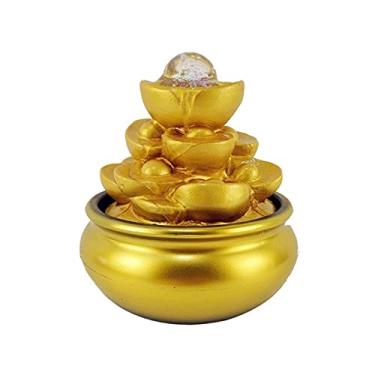 Imagem de GUOQUNYC Fonte de água para ambiente interno Ornamentos para fonte de mesa Casa Lucky Feng Shui, bola de transferência para decoração de ambiente de trabalho, decoração de mesa (cor: D)