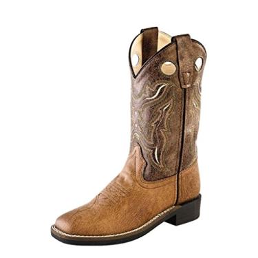 Imagem de Bota cowboy infantil Old West com bico largo e bico quadrado, vintage/marrom, Marrom, 2.5