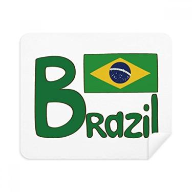 Imagem de Pano de limpeza com estampa verde da bandeira nacional do Brasil, 2 peças, tecido de camurça