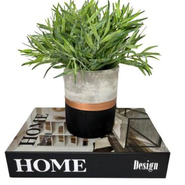 Imagem de Conjunto decoração livro home + vaso de cimento artesanal