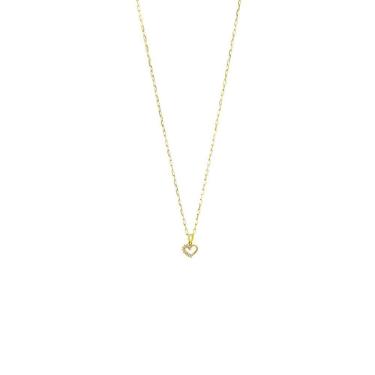 Imagem de Pingente Meio Coração Cravado com Zircônias em Ouro 18K