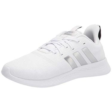 Imagem de adidas Tênis de corrida feminino Puremotion Wide, Branco/prata metálico, 7 Wide