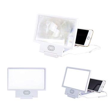 Imagem de Lupa de tela de telefone de 8,5" tela de telefone ampliada 3D com projetor de amplificador de telefone Bluetooth Spaker, branco