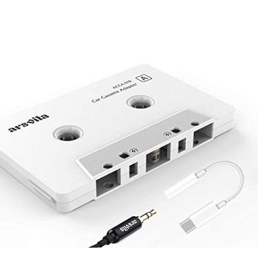 Imagem de Adaptador de cassete auxiliar de áudio para carro Arsvita e adaptador de conector auxiliar tipo C para áudio de 3,5 mm, compatível com dispositivos de porta Google, Samsung, Xiaomi, Huawei de todos os tipos C. - Branco