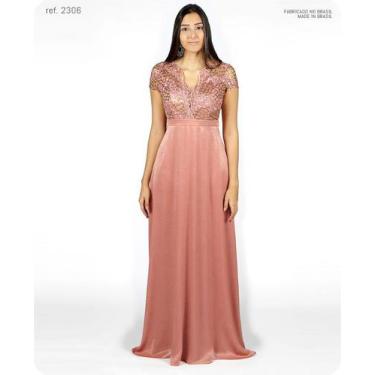 Imagem de Vestido De Festa Longo Rosê Rosa Antigo Ref. 2306 - Seuvestido