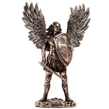 Imagem de Escultura Arcanjo Anjo Miguel Em Resina Veronese Design 36Cm