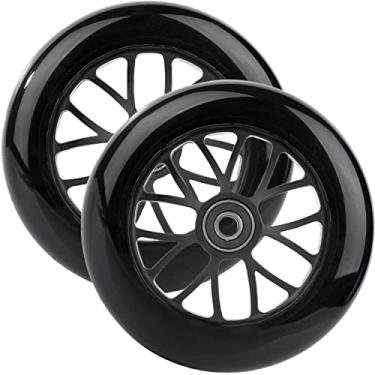 Imagem de AOWESM Rodas de scooter 85a de 125 mm com rolamentos ABEC-9 para patinete Razor A3 - ajuste preciso, durável e suave (pacote com 2, preto)