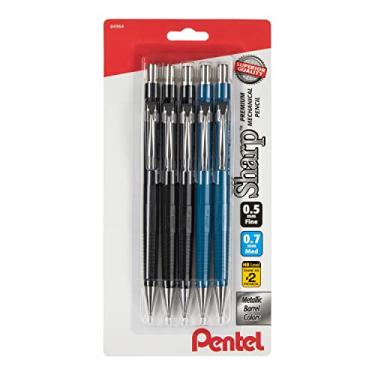Imagem de Pentel Lápis mecânico afiado (0,7 mm), barril preto e azul embalagem com 5