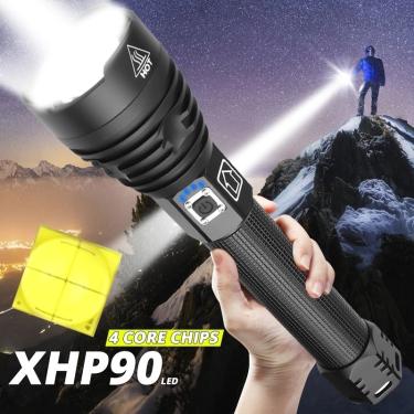 Imagem de Super Poderoso Xlamp XHP50 XHP70.2 XHP90 xml T6 LED Lanterna LED LED Tocha USB XHP50 Lanterna Tática Zoom 18650 Battey Recarregável