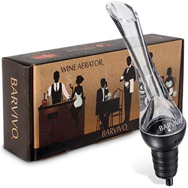 Imagem de Cafeteira de aerador de vinho da Barvivo – Melhore o seu vinho tinto 3 dobra sem esforço com este clássico bico de decantador de aeração – Melhor para garrafas de vinho tinto – despeje da sua garrafa de vinho sem derramamentos