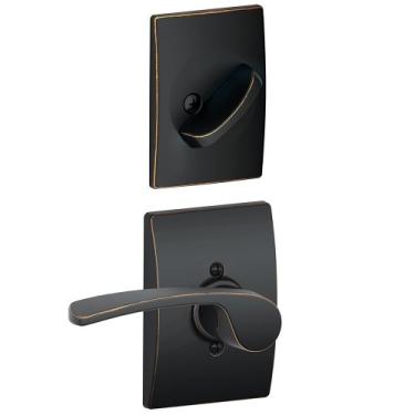 Imagem de Schlage Lock Company F59MER716CENLH Merano Conjunto de maçanetas com cilindro único, bronze envelhecido (apenas metade interior)