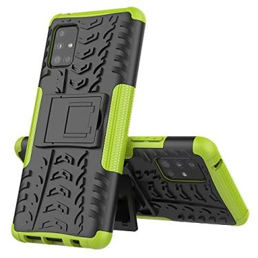 Imagem de Capa protetora ultra fina compatível com Samsung Galaxy A51 5G, TPU + PC Bumper Hybrid Militar Grade Rugged Case, Capa de telefone à prova de choque com capa traseira de telefone com suporte (Cor: verde)