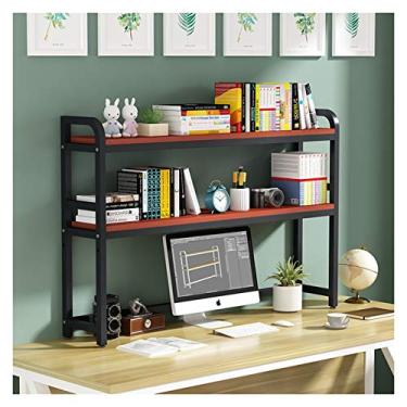 Imagem de KIZQYN Estante de mesa com moldura de metal preta de grande capacidade organizador de prateleira de armazenamento de exibição decoração para escritório dormitório estante (cor: preto-c, tamanho: 55cm)