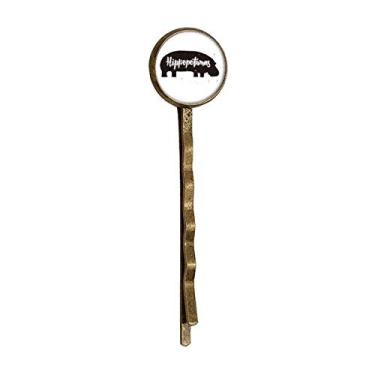 Imagem de Hipopótamo Preto e Branco Animal Retrô Metal Cabelos Bobby Pin Headwear