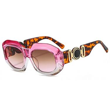 Imagem de Óculos de sol redondos de luxo gradiente feminino designer armação grossa óculos de sol superdimensionados uv400 óculos de sol hip hop, chá cinza rosa c7, tamanho único