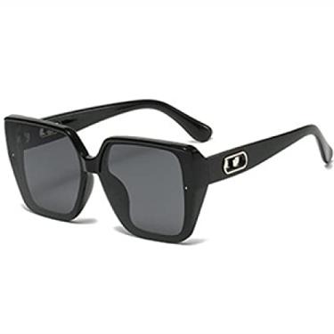 Imagem de Óculos de sol grandes polarizados designer de luxo feminino masculino armação quadrada óculos de sol femininos, preto preto, polarizado