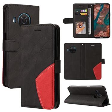 Imagem de Capa carteira Nokia X10 e Nokia X20, compartimentos para porta-cartão, capa de poliuretano de luxo anexada à prova de choque TPU com fecho magnético com suporte para Nokia X10 e Nokia X20 (preto)