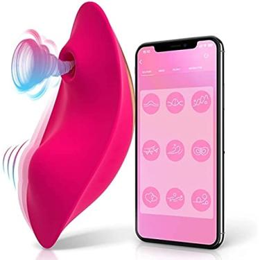 Imagem de Vibradoris Feminino para Mulheres 9 Vibração 9 Sucção Modos App Longa Distância Bluetooth Controlo Remoto Sugador de Clitóris e Mamilos Magnético Recarregável Portátil Estimulador Erótico