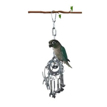 Imagem de Barn Eleven Bird Supplies Papagaios usam brinquedos de sino de metal para mastigar e escalar para pássaros grandes e médios que melhoram a inteligência, brinquedos de exibição de gaiola de pássaros (B)
