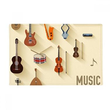 Imagem de DIYthinker Tapete de banheiro com estampa de combinação de instrumentos musicais, tapete antiderrapante