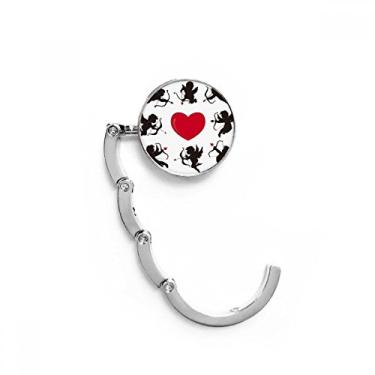 Imagem de Gancho de mesa com estampa de coração vermelho do anjo do Cupido, gancho de mesa com fecho decorativo dobrável