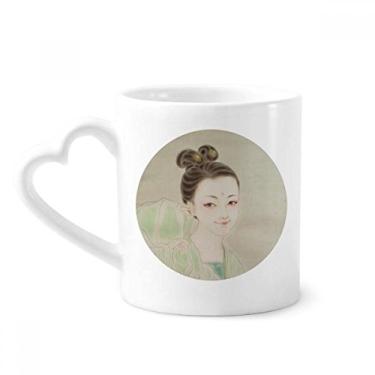 Imagem de Caneca de pintura de beleza tradicional chinesa verde café copo de coração de vidro copo