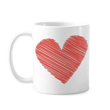 Imagem de Linha de grafite de coração Caneca de cerâmica para o Dia dos Namorados Copo de porcelana de café