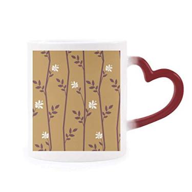 Imagem de Caneca de grés com estampa clássica sensível ao calor com estampa de folhas de flores