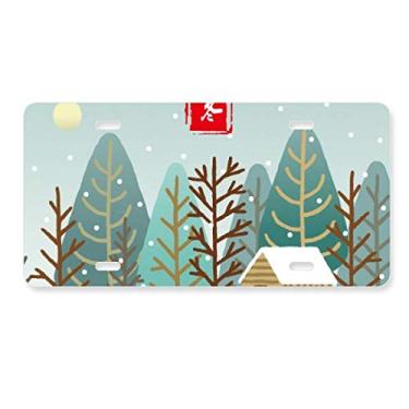 Imagem de DIYthinker Placa de carro circular Winter Begins Twenty Four Solar Term Decoração de carro Acessório de aço inoxidável