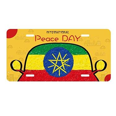 Imagem de DIYthinker Listras Bandeira da Etiópia Giz de Cera Placa de Carro Decoração Dia da Paz