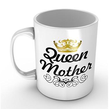 Imagem de Presente para mãe rainha/caneca para o Dia das Mães – Caneca branca divertida de 425 ml Canecas de café ou xícara de chá Presentes legais de aniversário/Natal, Branco, 11 oz, 1