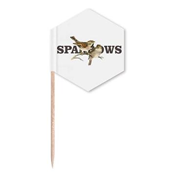 Imagem de Bandeiras de palito, palitos de cupcake, palitos de pássaros, animais, comida, festa