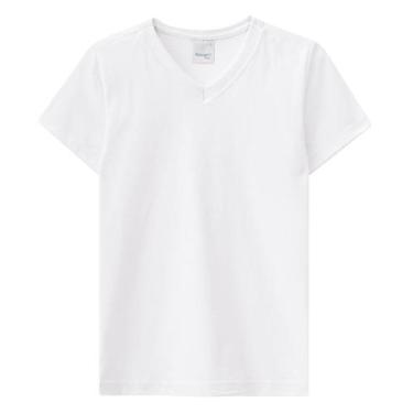 Imagem de Camiseta Branca Infantil Gola V Branco Malha Malwee - Malwee Kids