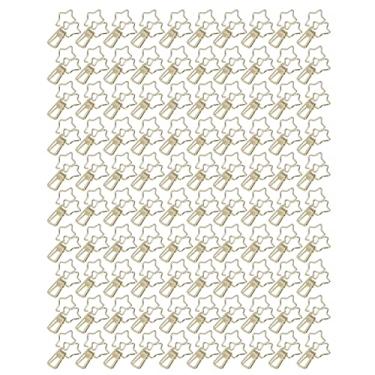 Imagem de QANYEGN 100 Unidades De Fichário De Flipchart Em Forma De Estrela, Fichário Oco De Desenhos Animados, Clipes De Papel Pequenos E Resistentes Para Documentos, Roupas E Papel(Ouro)