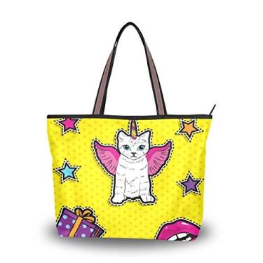 Imagem de Bolsa de ombro My Daily feminina Pop Art Cat Star Lip, Multi, Large