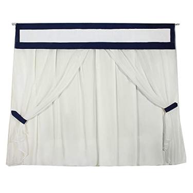 Imagem de Cortina Infantil de Bando com Voil - Marinho com Palha